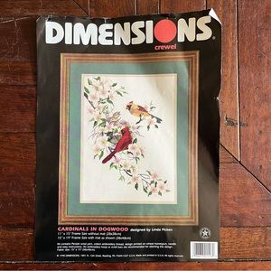 Cardinals in Dogwood Embroidery Crewel Kit, 11 x 9, new vintage Dimensions